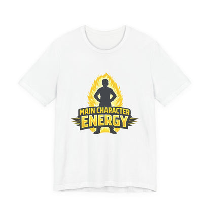 Main Character Energy T-Shirt - Graphic Tee with Bold Silhouette & Flame Design Printify