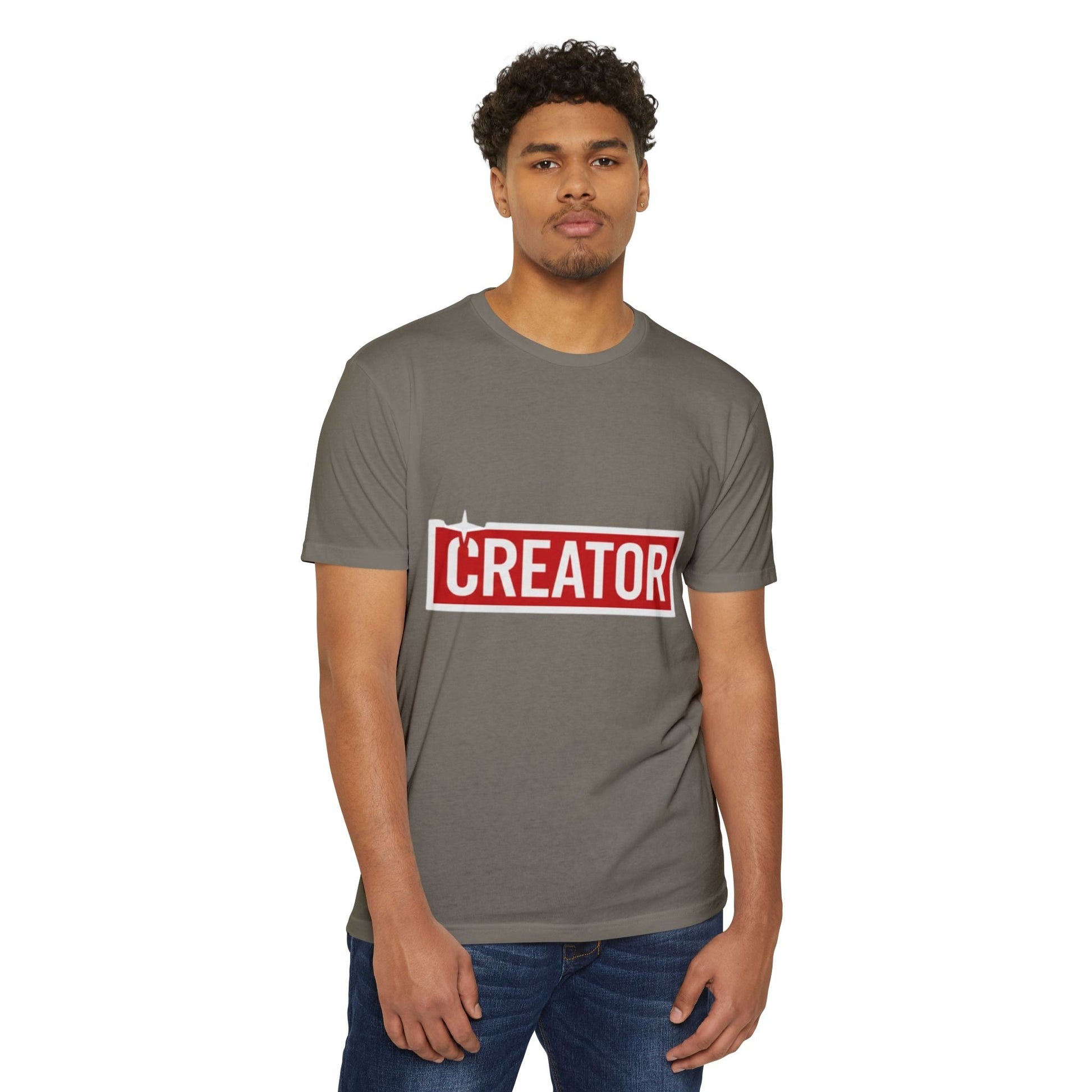 Creator Graphic T-Shirt for Men – Bold Red Box Logo Tee for Content Creators Printify