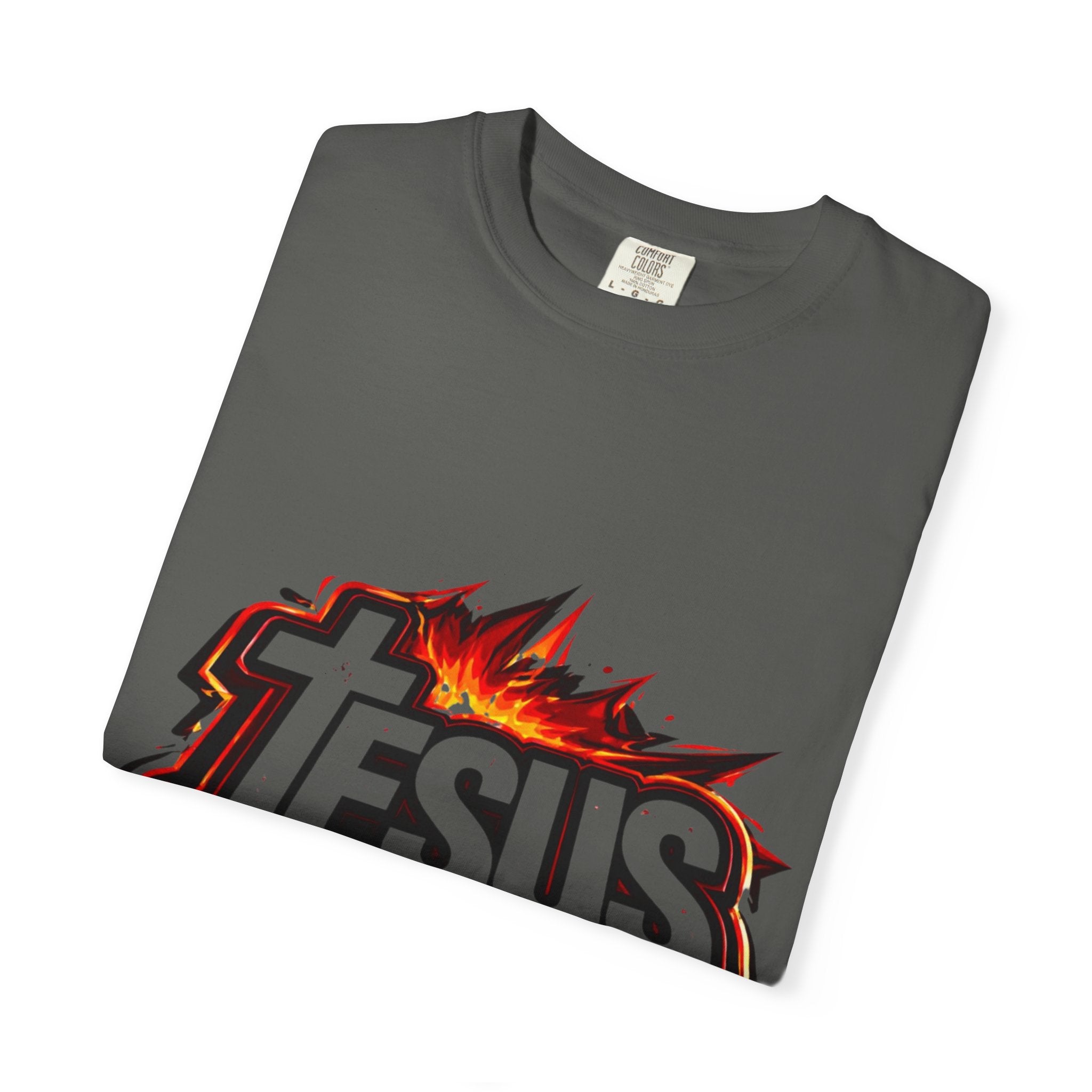 Jesus Graphic T-Shirt — Bold Flame Logo Christian Faith Tee