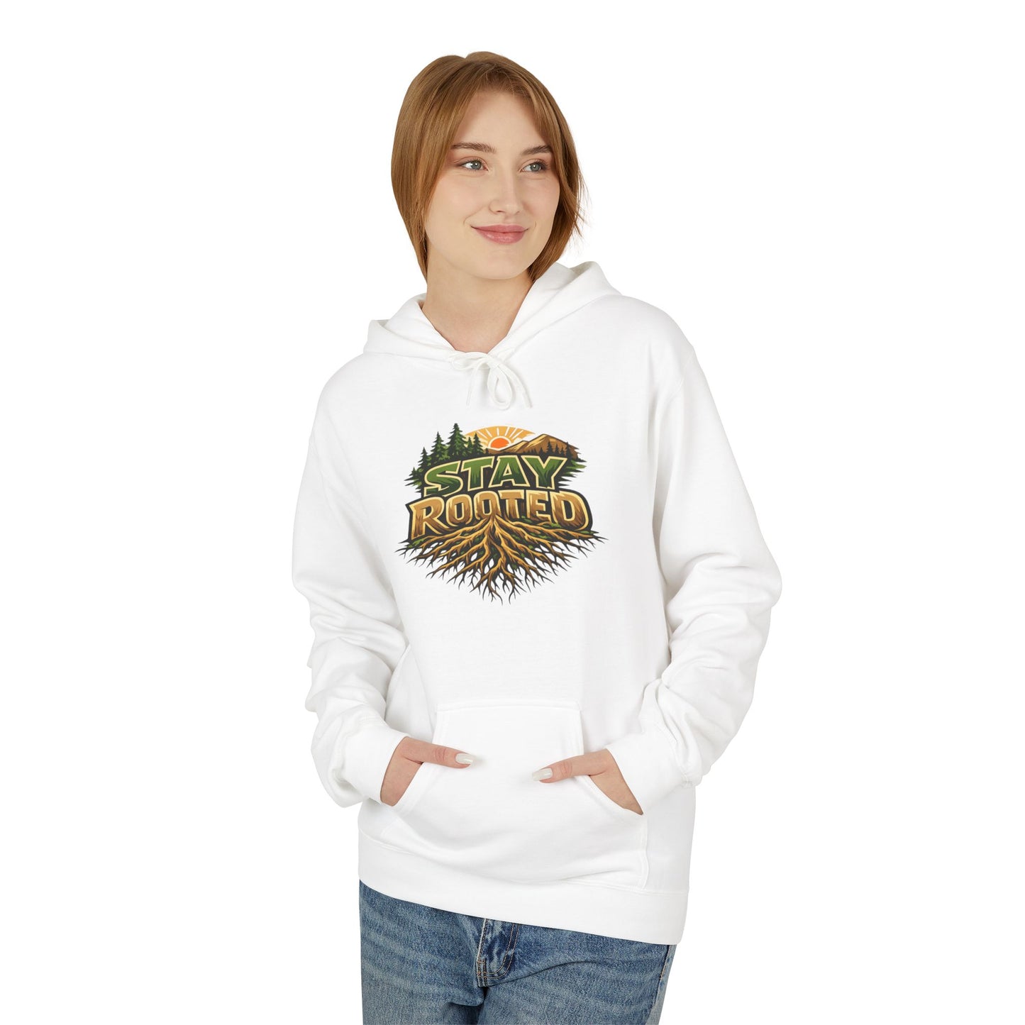 Stay Rooted Hoodie — Forest Nature Graphic Pullover