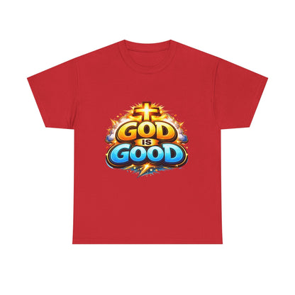 God Is Good T-Shirt for Men – Christian Faith Tee with Cross Graphic Printify