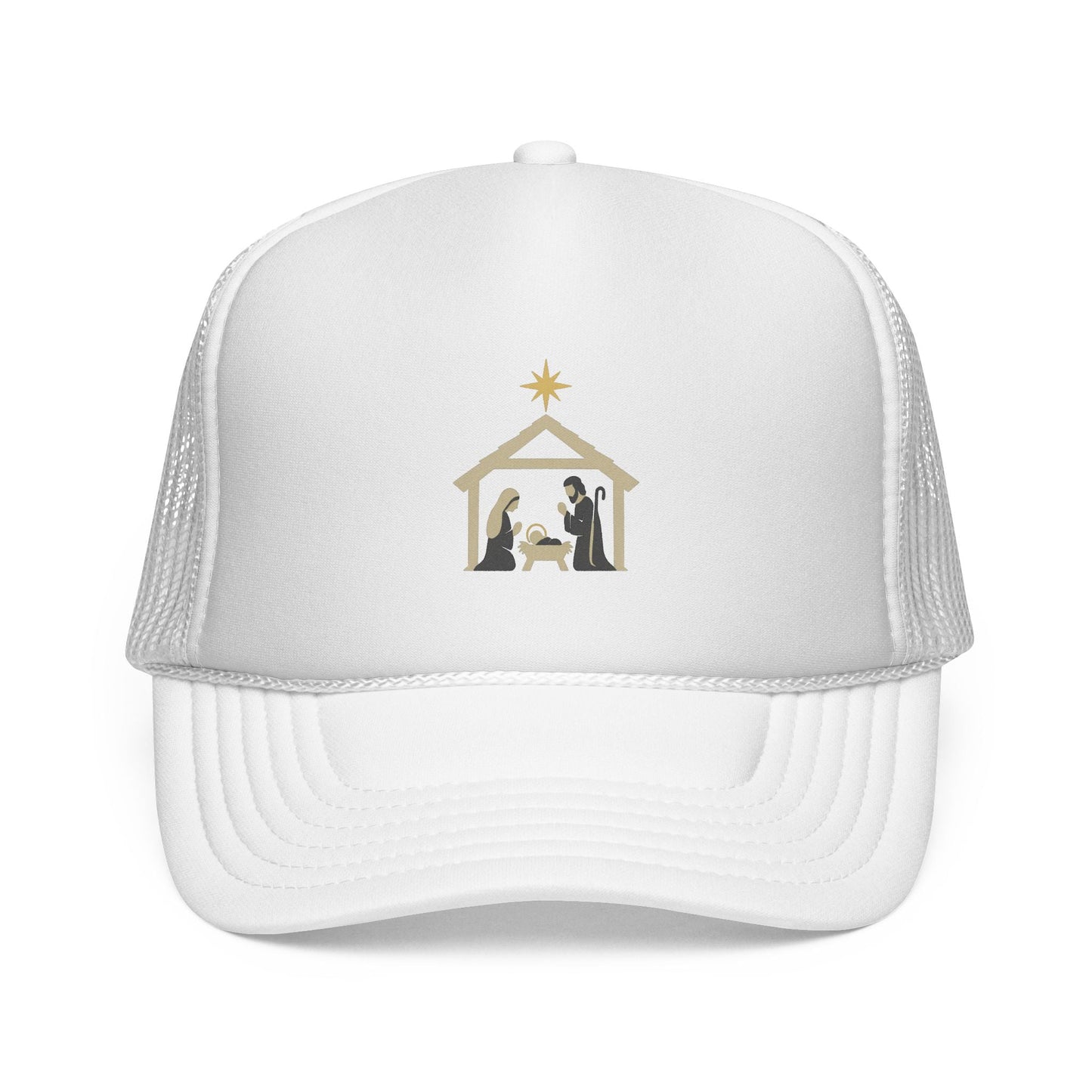 Nativity Trucker Cap — Christmas Manger Hat with Holy Family Design Printify