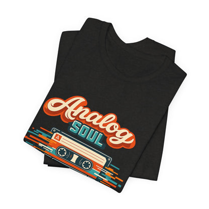 Analog Soul Digital World T-Shirt – Retro Cassette Tee for Music Lovers Printify