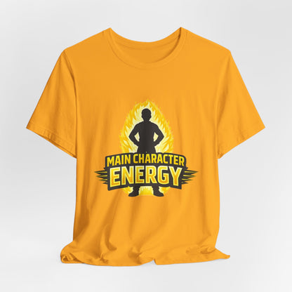 Main Character Energy T-Shirt - Graphic Tee with Bold Silhouette & Flame Design Printify
