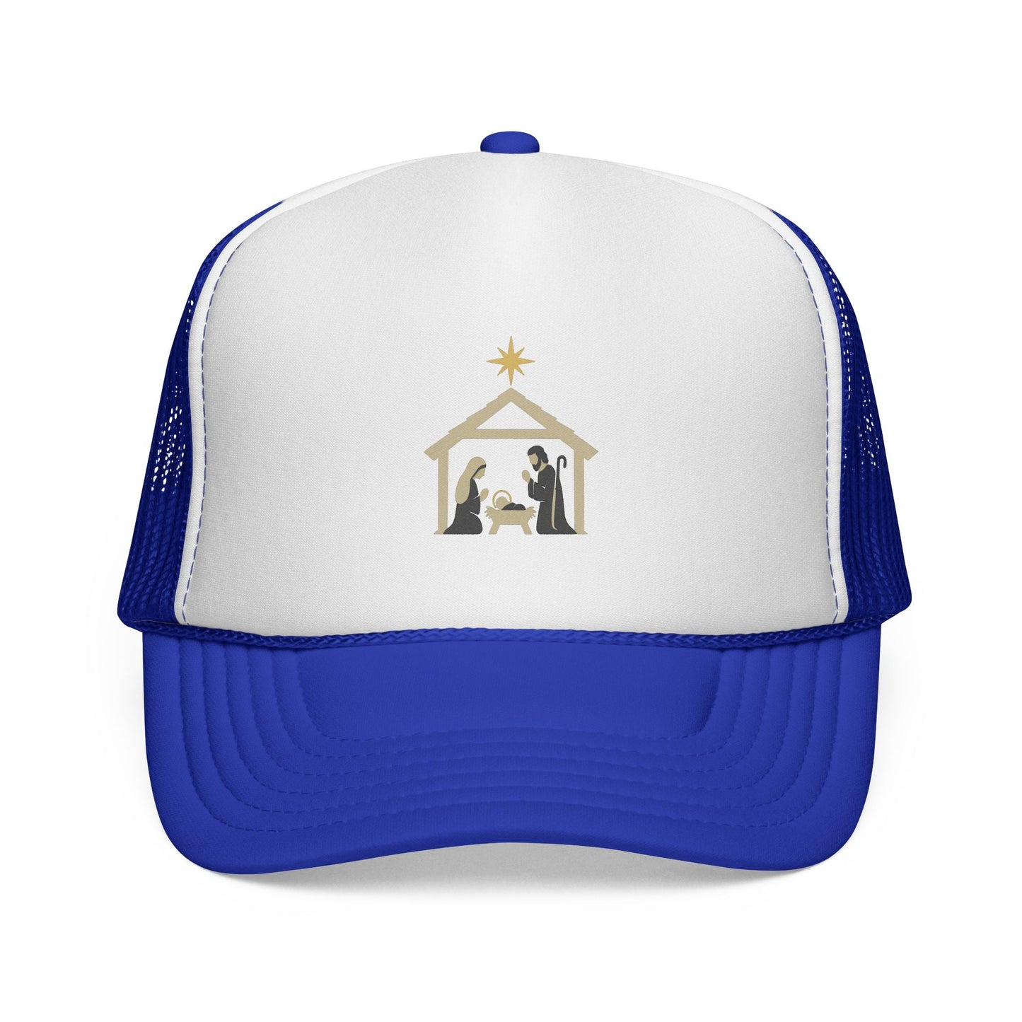 Nativity Trucker Cap — Christmas Manger Hat with Holy Family Design Printify