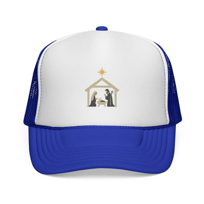Nativity Trucker Cap — Christmas Manger Hat with Holy Family Design Printify