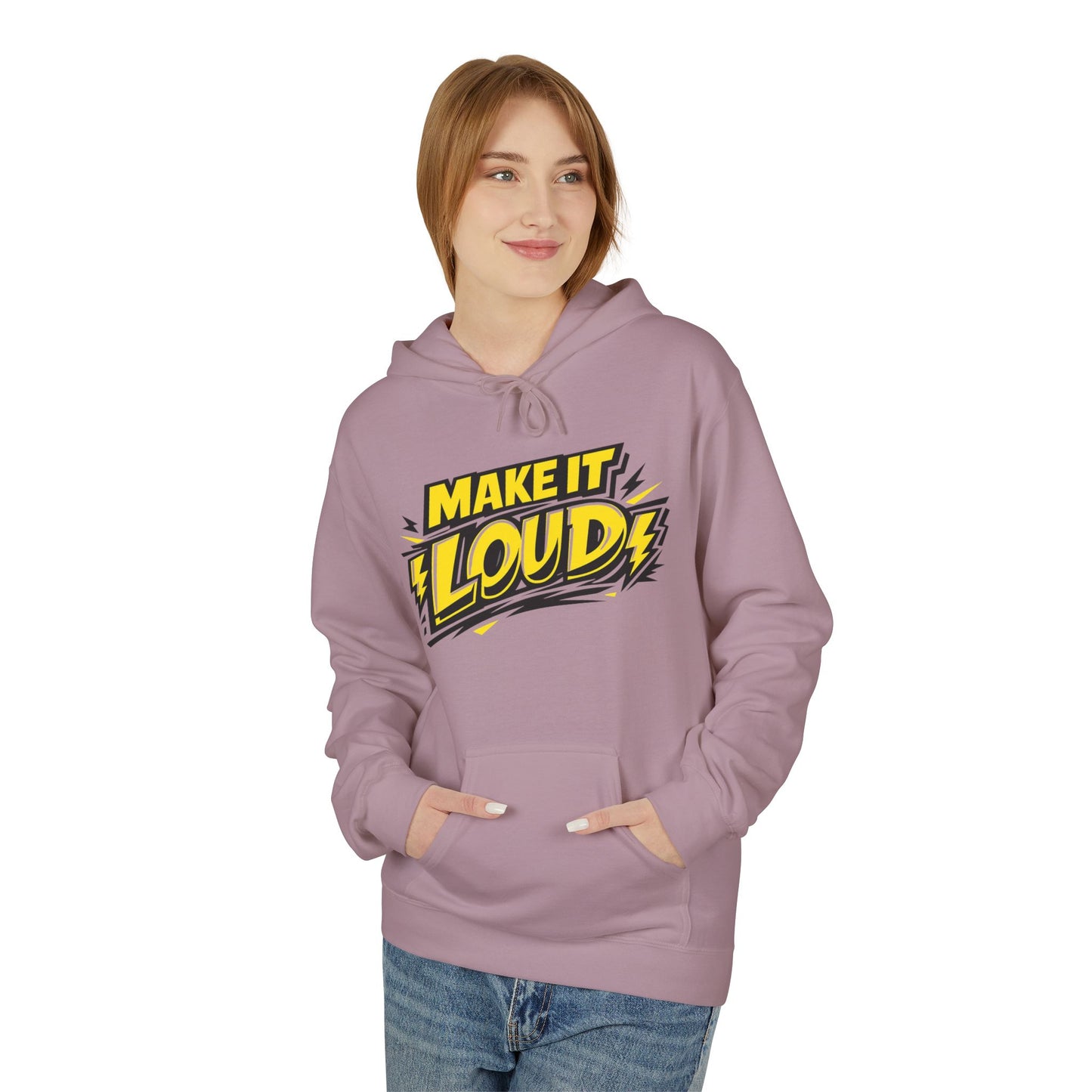 Make It Loud Hoodie — Bold Yellow Graphic Pullover