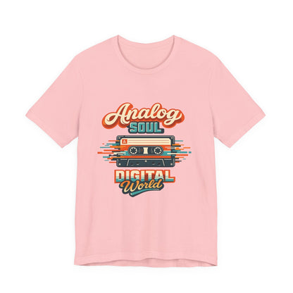 Analog Soul Digital World T-Shirt – Retro Cassette Tee for Music Lovers Printify