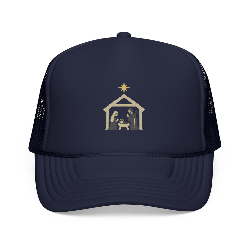Nativity Trucker Cap — Christmas Manger Hat with Holy Family Design