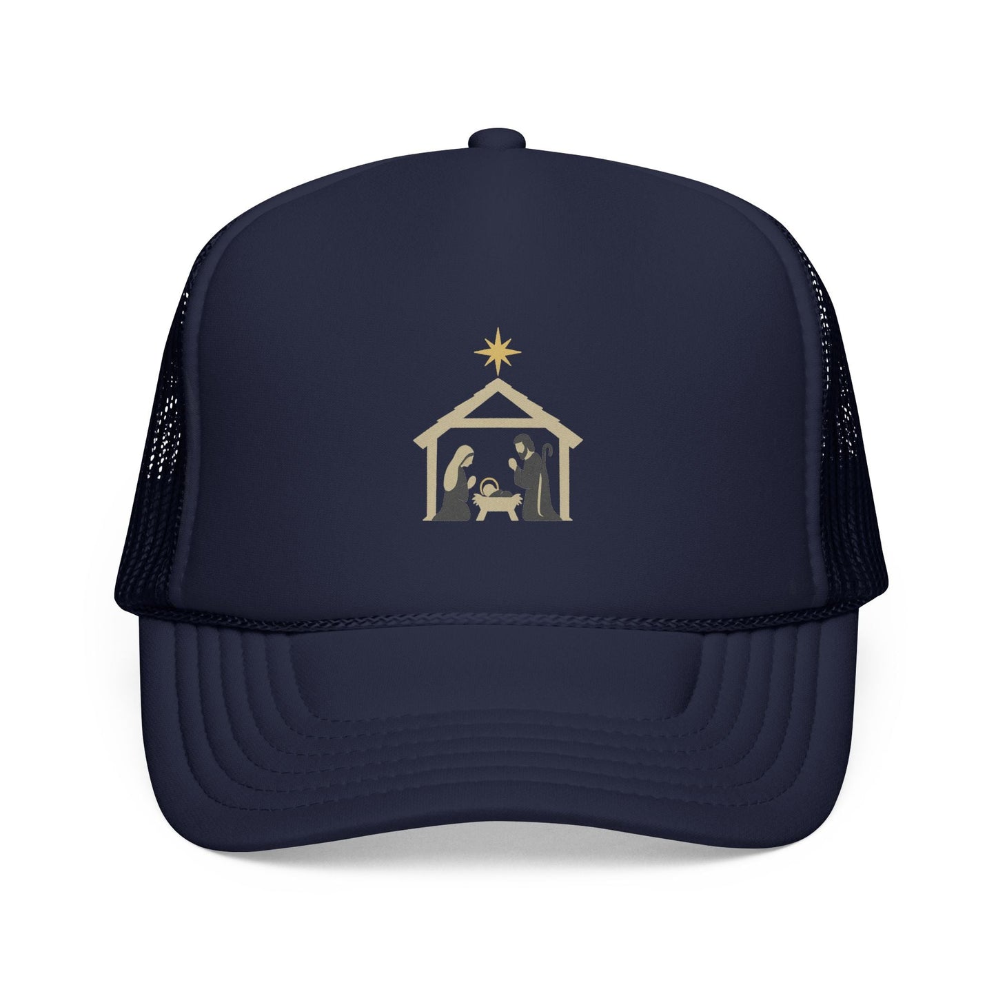 Nativity Trucker Cap — Christmas Manger Hat with Holy Family Design Printify