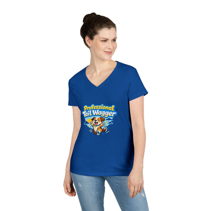 Professional Tail Wagger T-Shirt — Cute Dog Lover V‑Neck Tee Printify
