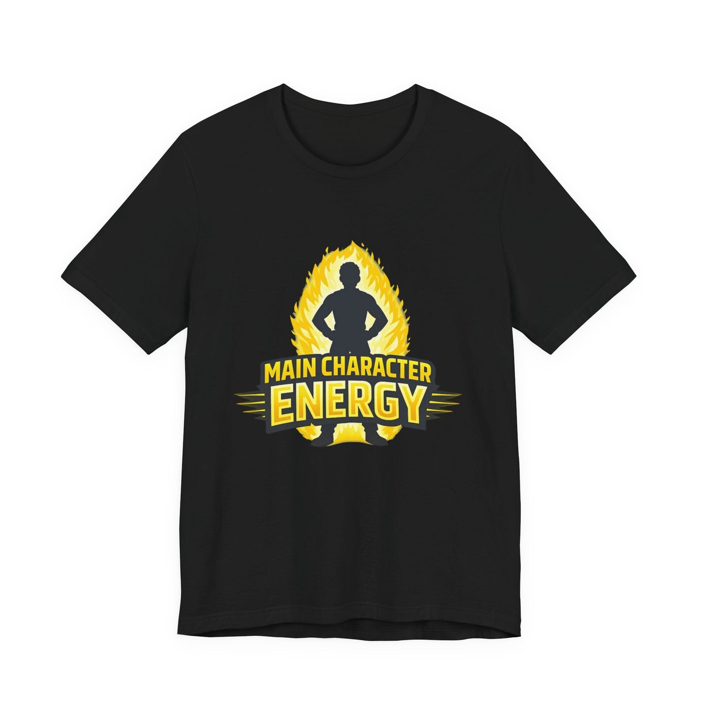 Main Character Energy T-Shirt - Graphic Tee with Bold Silhouette & Flame Design Printify