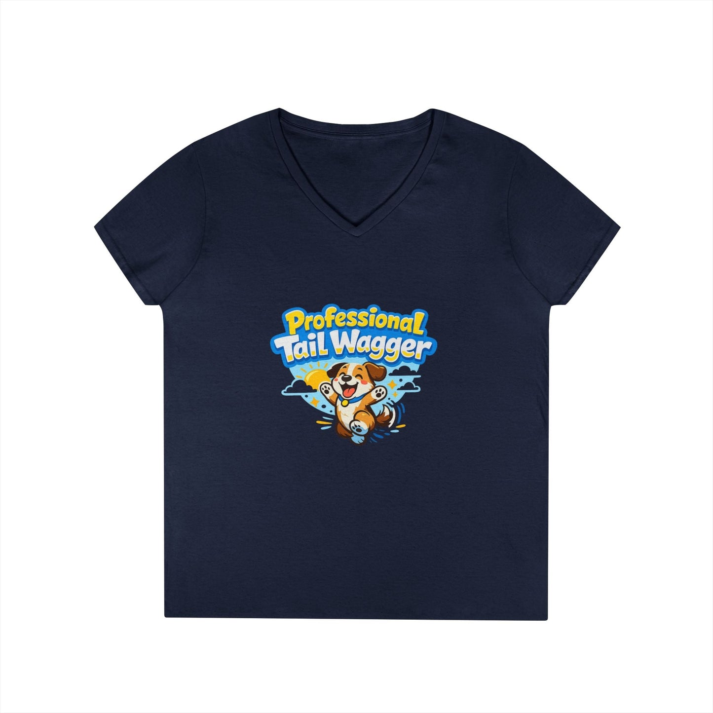 Professional Tail Wagger T-Shirt — Cute Dog Lover V‑Neck Tee Printify