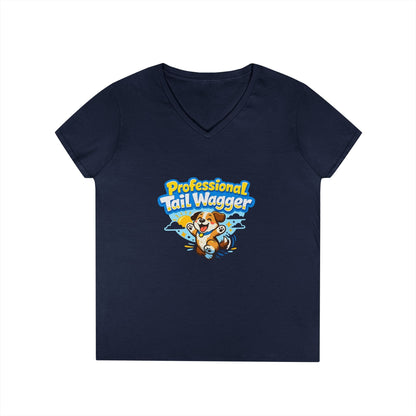 Professional Tail Wagger T-Shirt — Cute Dog Lover V‑Neck Tee Printify