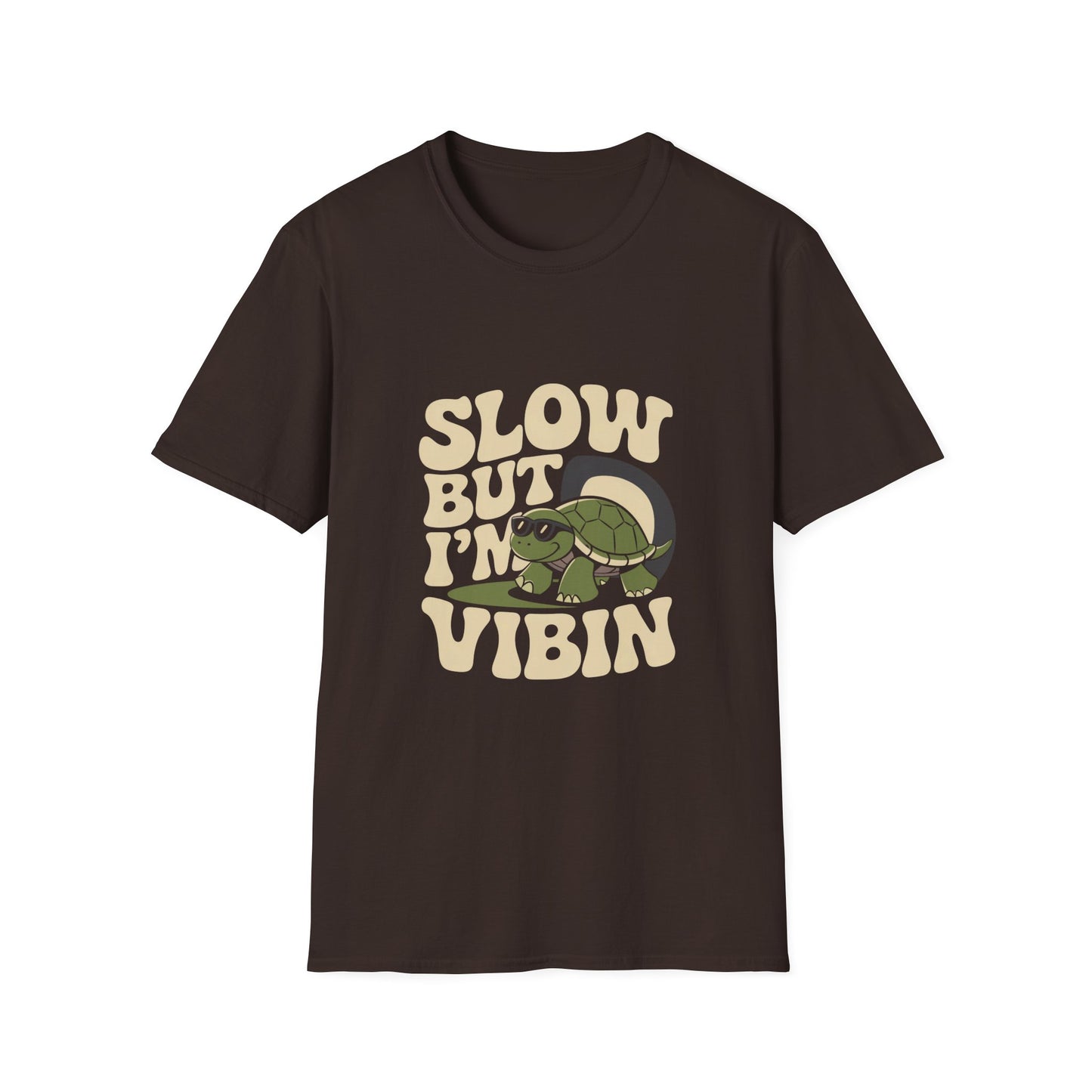 Slow But I'm Vibin Turtle T-Shirt — (Unisex) Cute Retro Vibe Graphic Tee
