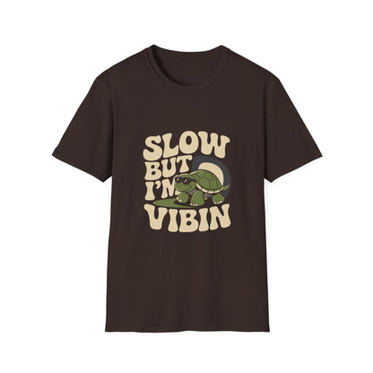 Slow But I'm Vibin Turtle T-Shirt — (Unisex) Cute Retro Vibe Graphic Tee