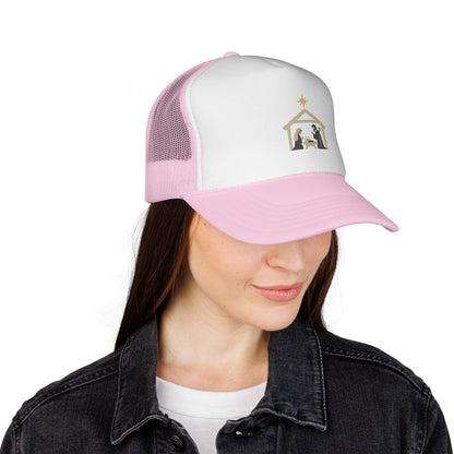 Nativity Trucker Cap — Christmas Manger Hat with Holy Family Design Printify