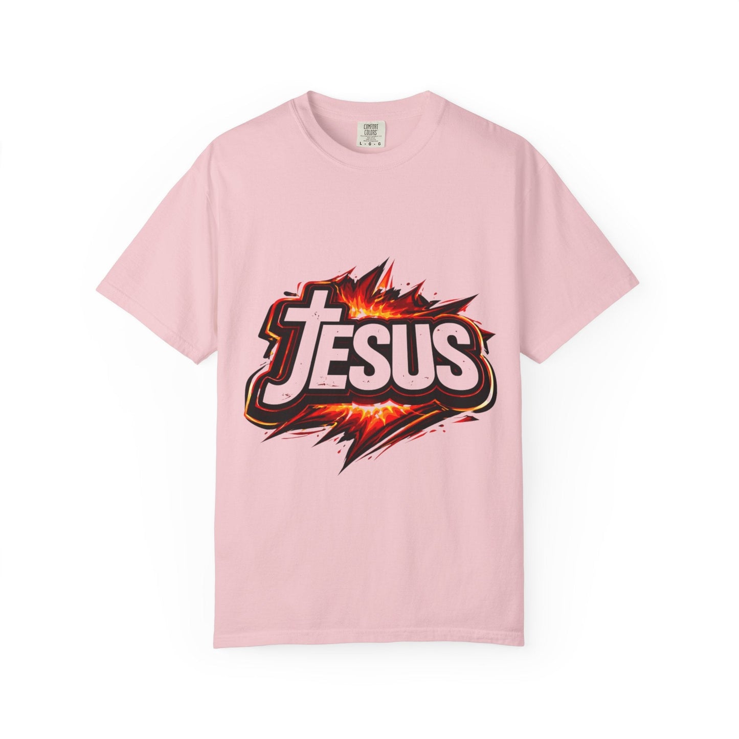 Jesus Graphic T-Shirt for Men – Bold Flame Logo Christian Faith Tee Printify