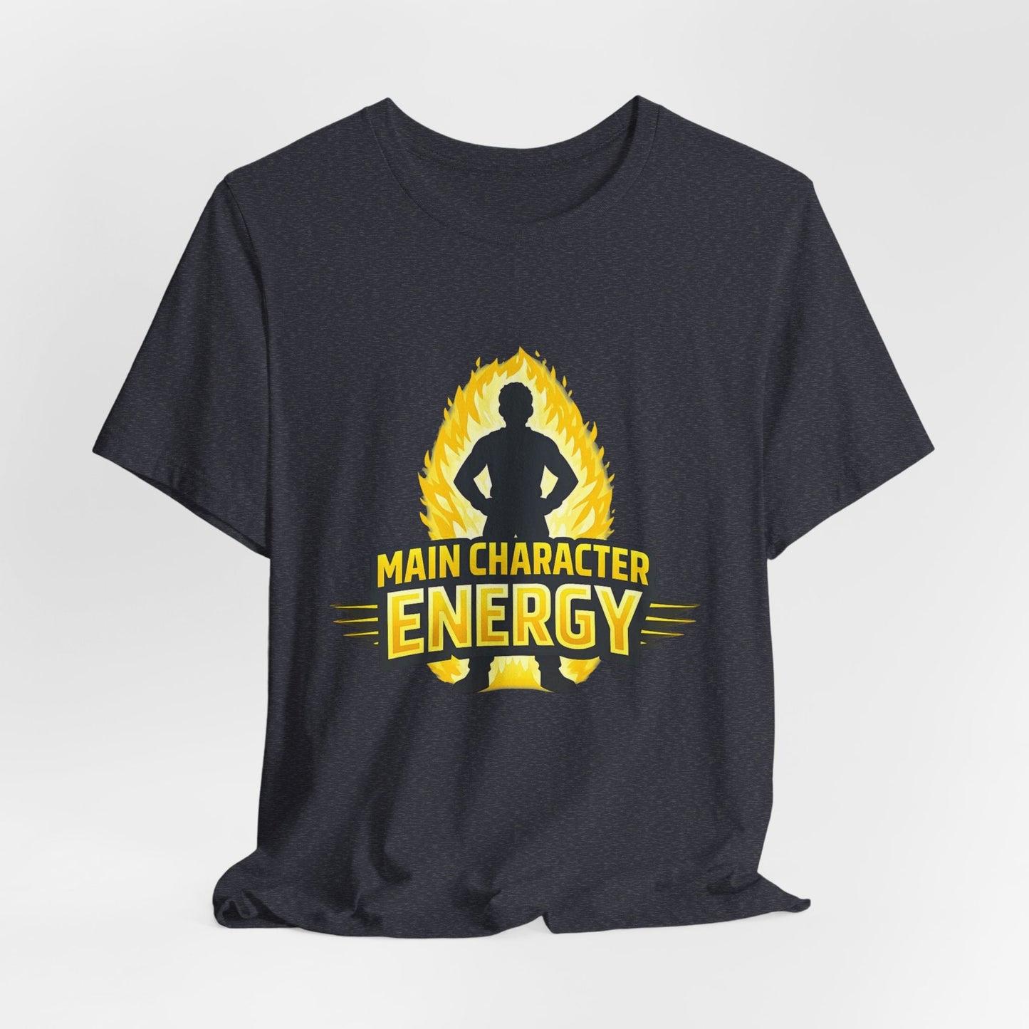 Main Character Energy T-Shirt - Graphic Tee with Bold Silhouette & Flame Design Printify