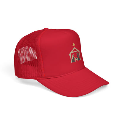 Nativity Trucker Cap — Christmas Manger Hat with Holy Family Design Printify
