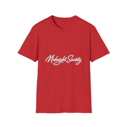 Midnight Society T-Shirt — Script Logo Tee for Nightlife & Streetwear Printify