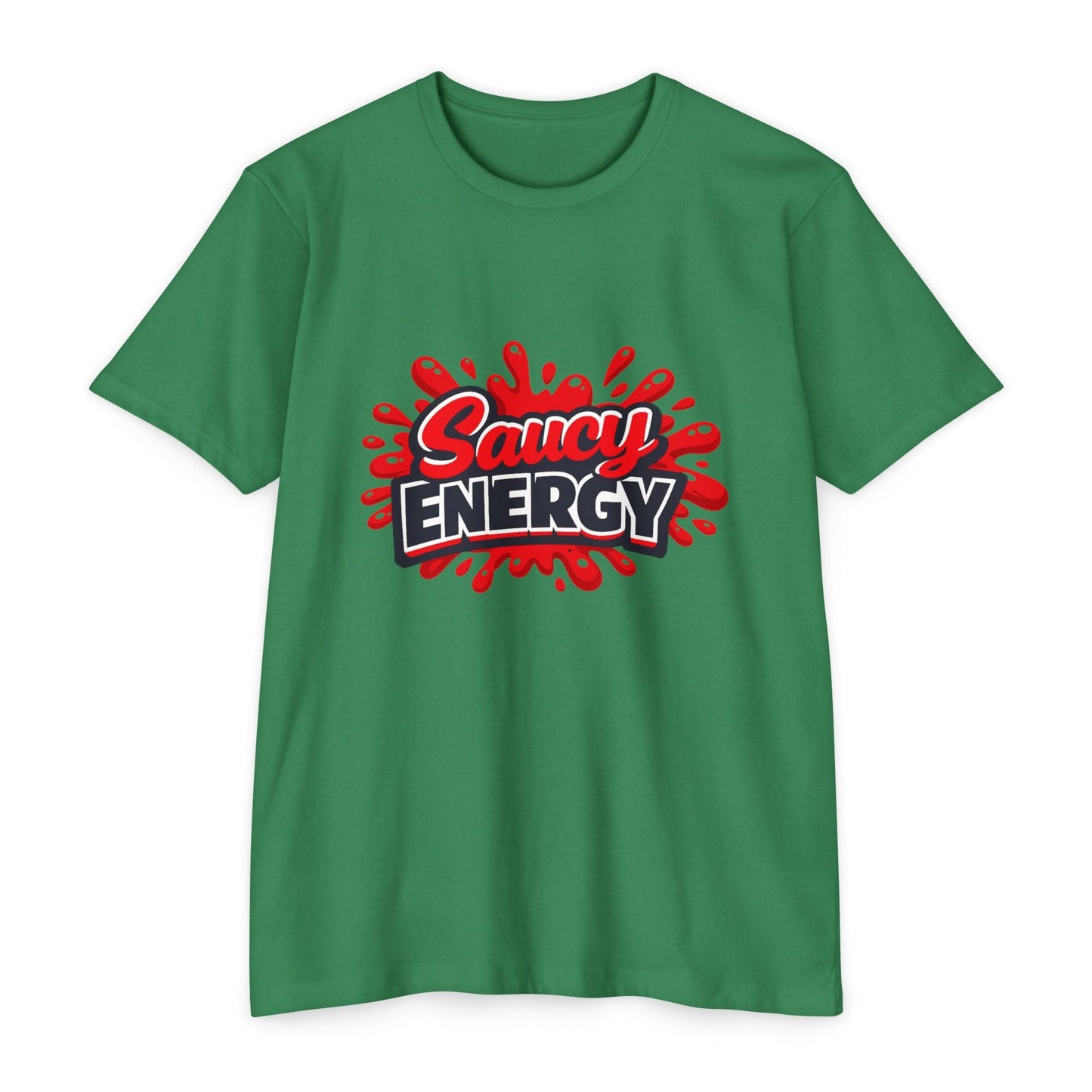 Saucy Energy T-Shirt — Bold Red Splash Graphic Tee Printify