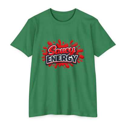 Saucy Energy T-Shirt — Bold Red Splash Graphic Tee Printify