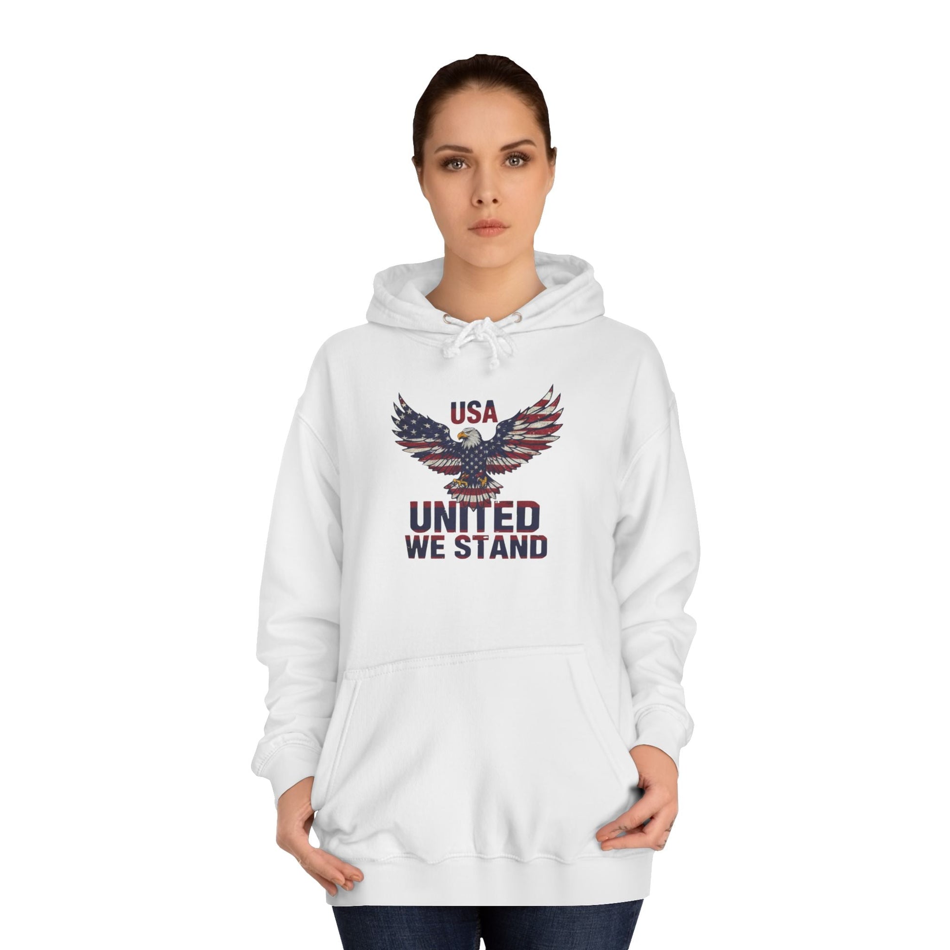 Patriotic Eagle Hoodie – Unisex USA “United We Stand” American Flag Graphic Printify