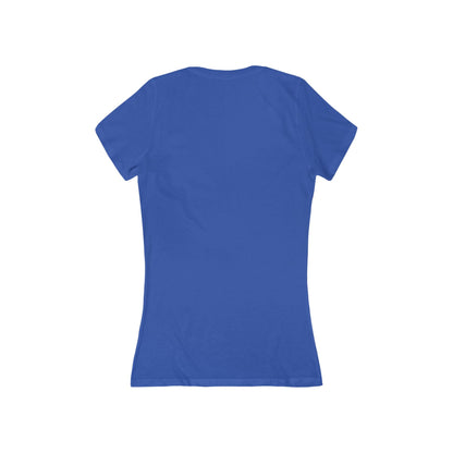 Slow But Happy Turtle V-Neck Tee — Women's Relaxed Turtle Graphic Shirt Printify