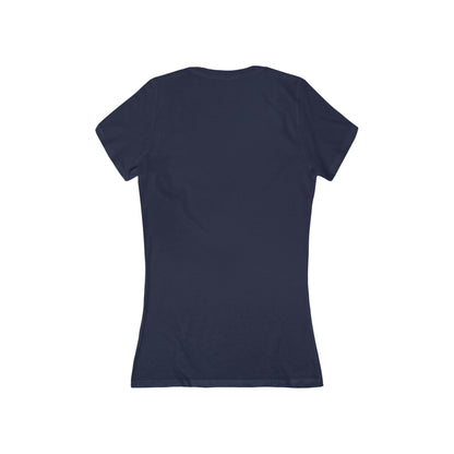 Slow But Happy Turtle V-Neck Tee — Women's Relaxed Turtle Graphic Shirt Printify