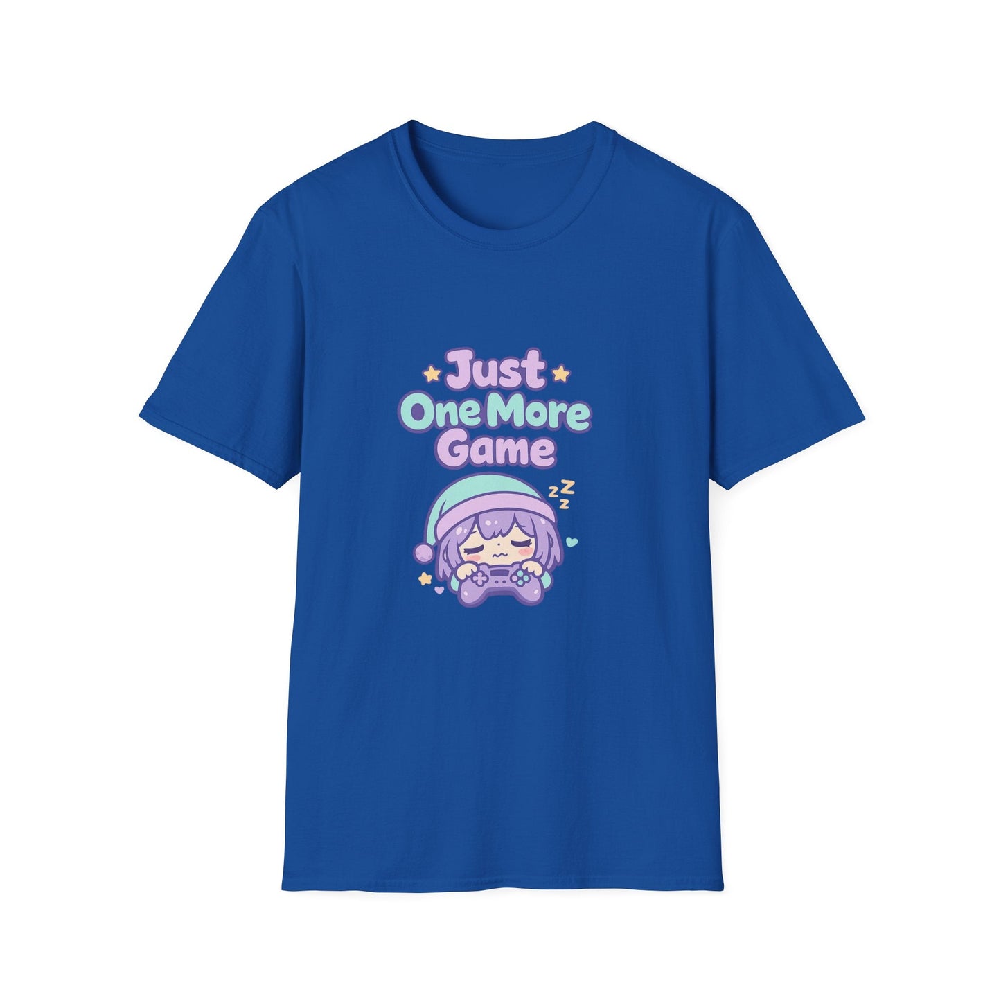 Just One More Game Gamer T‑Shirt — Cute Kawaii Sleeping Gamer Tee Printify