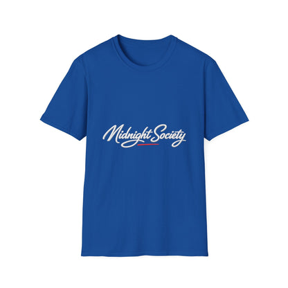 Midnight Society T-Shirt — Script Logo Tee for Nightlife & Streetwear Printify