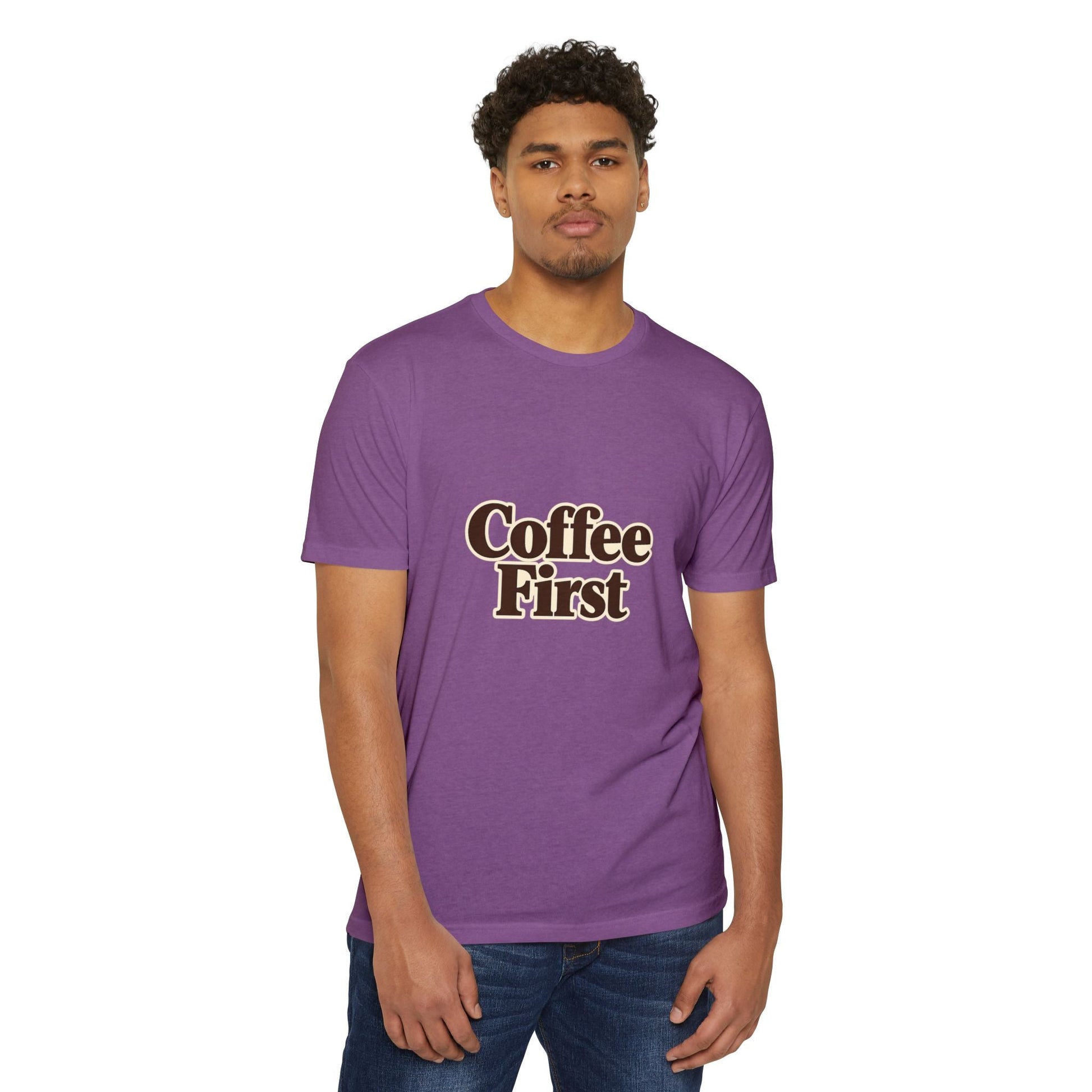 Coffee First T-Shirt — Retro Script Coffee Lover Tee Printify