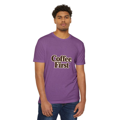 Coffee First T-Shirt — Retro Script Coffee Lover Tee Printify