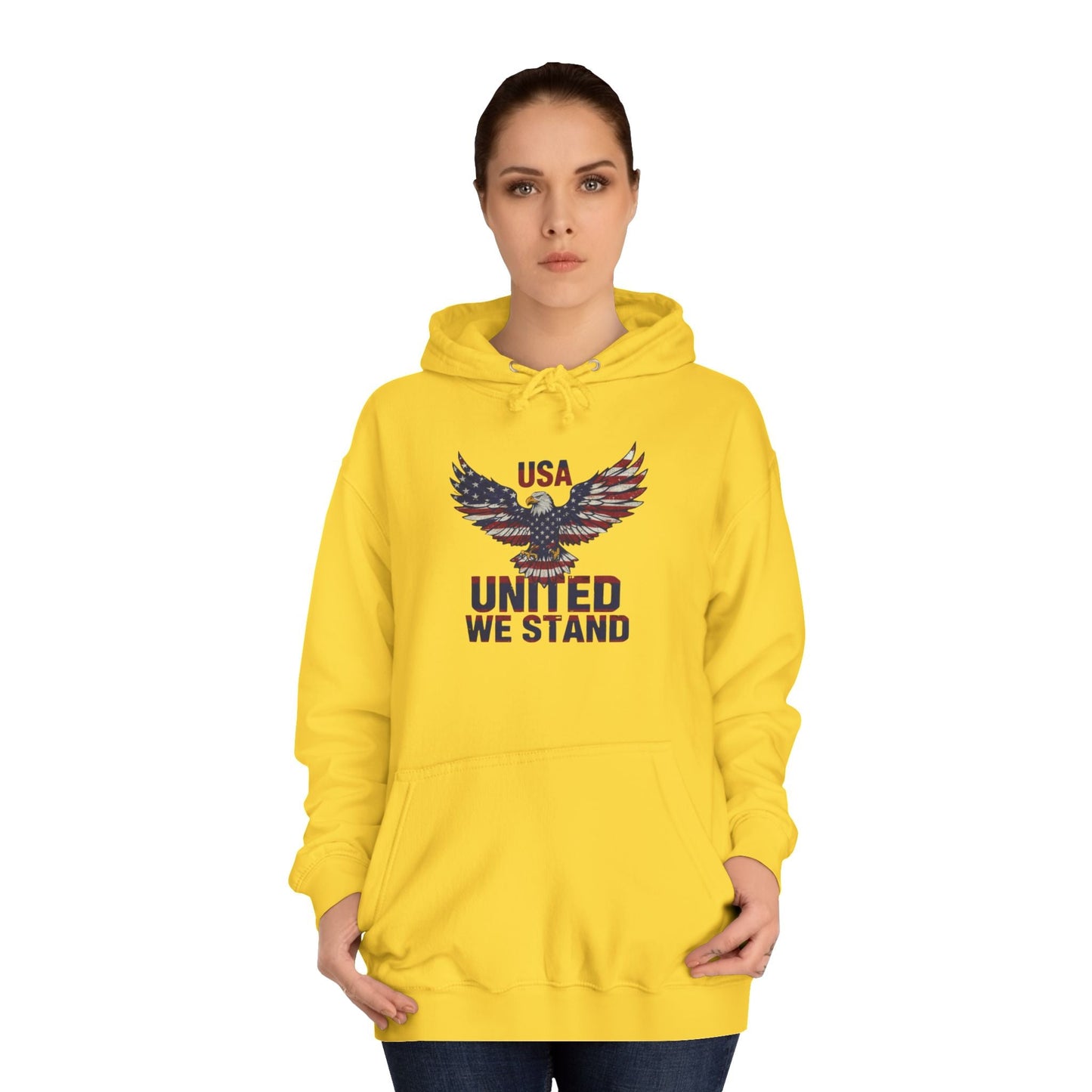 Patriotic Eagle Hoodie – Unisex USA “United We Stand” American Flag Graphic Printify