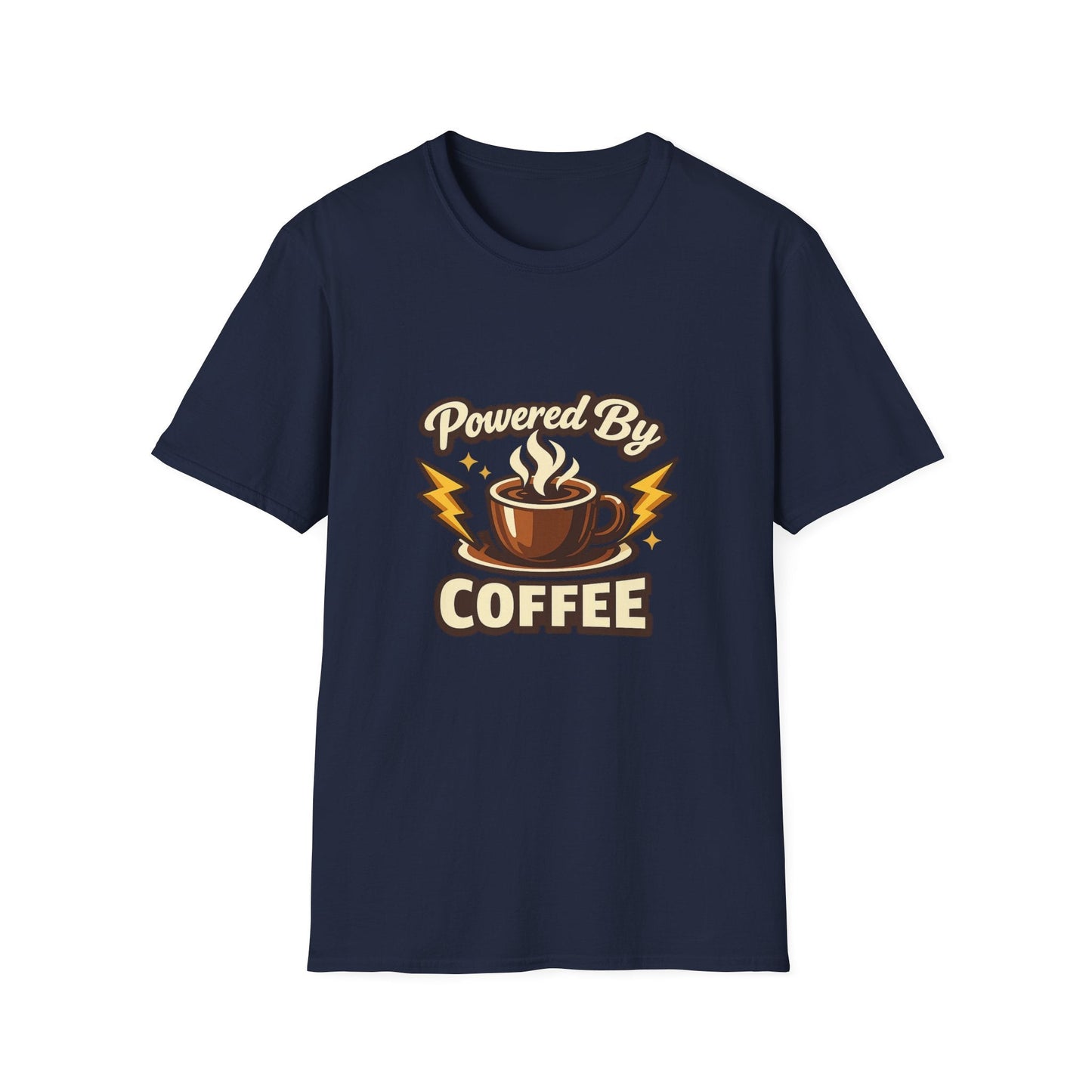 Powered By Coffee T-Shirt — Vintage Coffee Lover Tee Printify