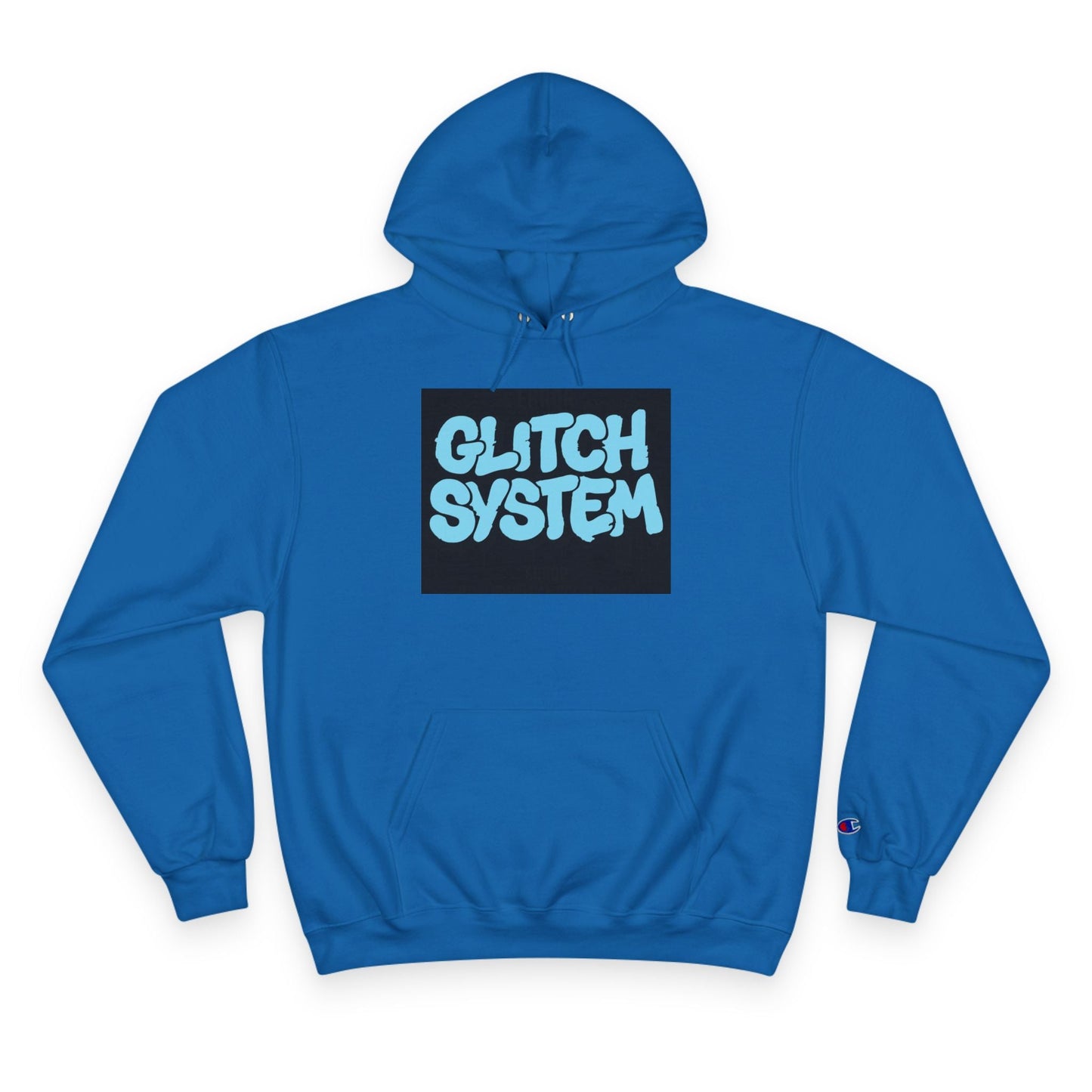 Glitch System Hoodie — Retro Graffiti Streetwear Champion Hoodie Printify