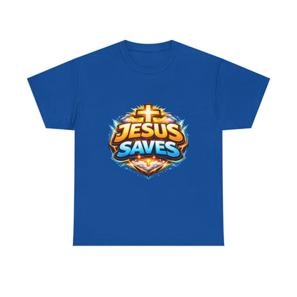 Jesus Saves T-Shirt for Men – Bold Faith Graphic Tee for Christians Printify