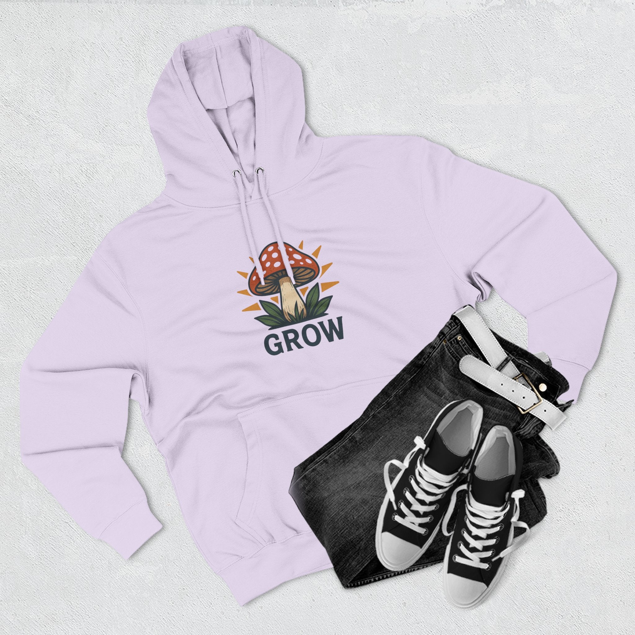 Grow Mushroom Hoodie — Botanical Graphic Fleece Pullover