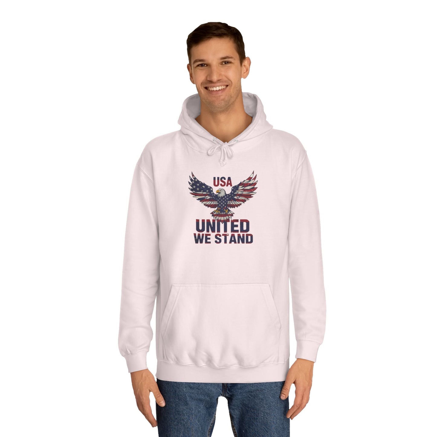 Patriotic Eagle Hoodie – Unisex USA “United We Stand” American Flag Graphic Printify