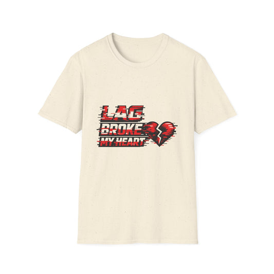 Lag Broke My Heart T‑Shirt — Gamer Broken Heart Graphic Tee Printify