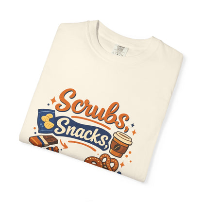 Scrubs Snacks Repeat T-Shirt – Cute Nurse Medical Humor Tee