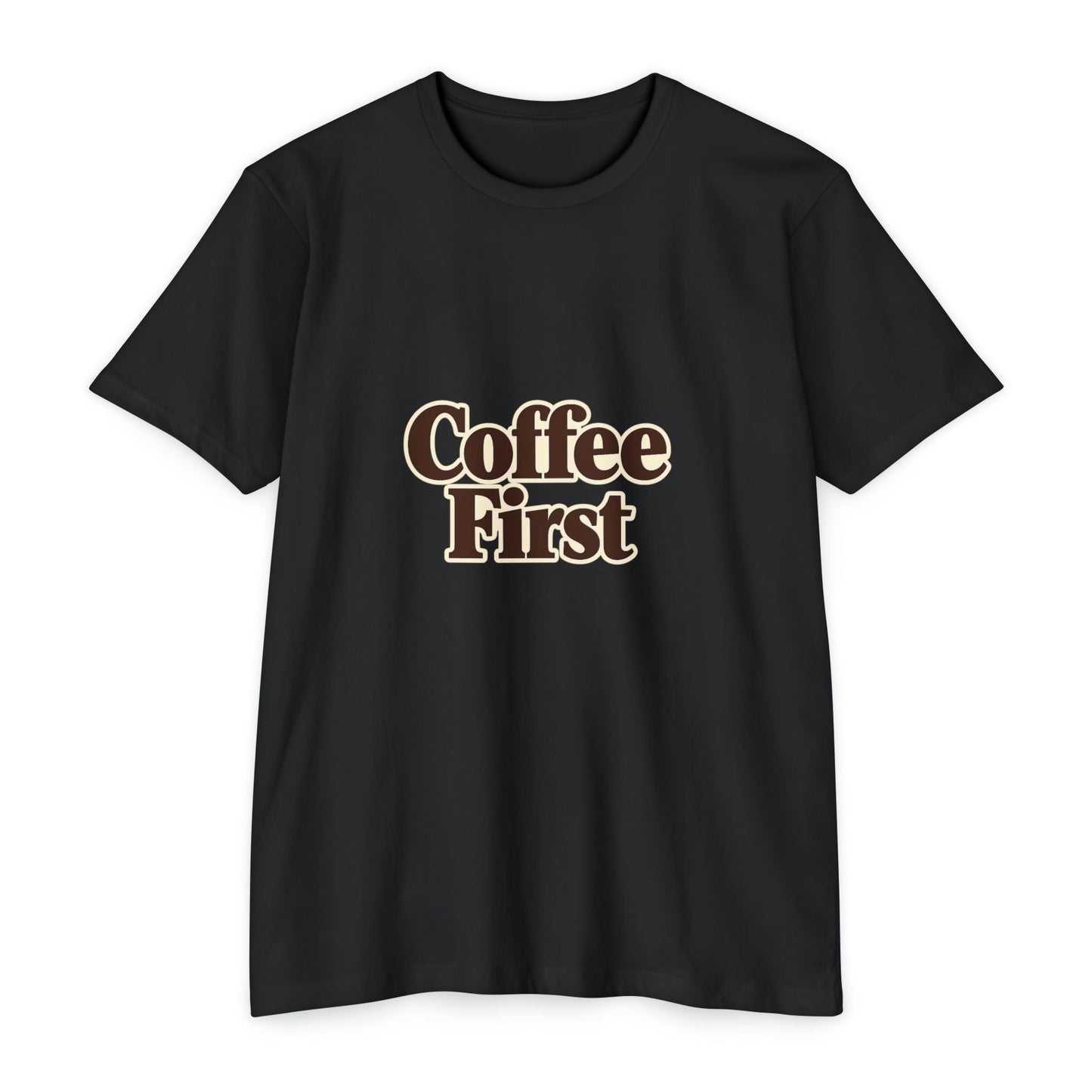 Coffee First T-Shirt — Retro Script Coffee Lover Tee Printify