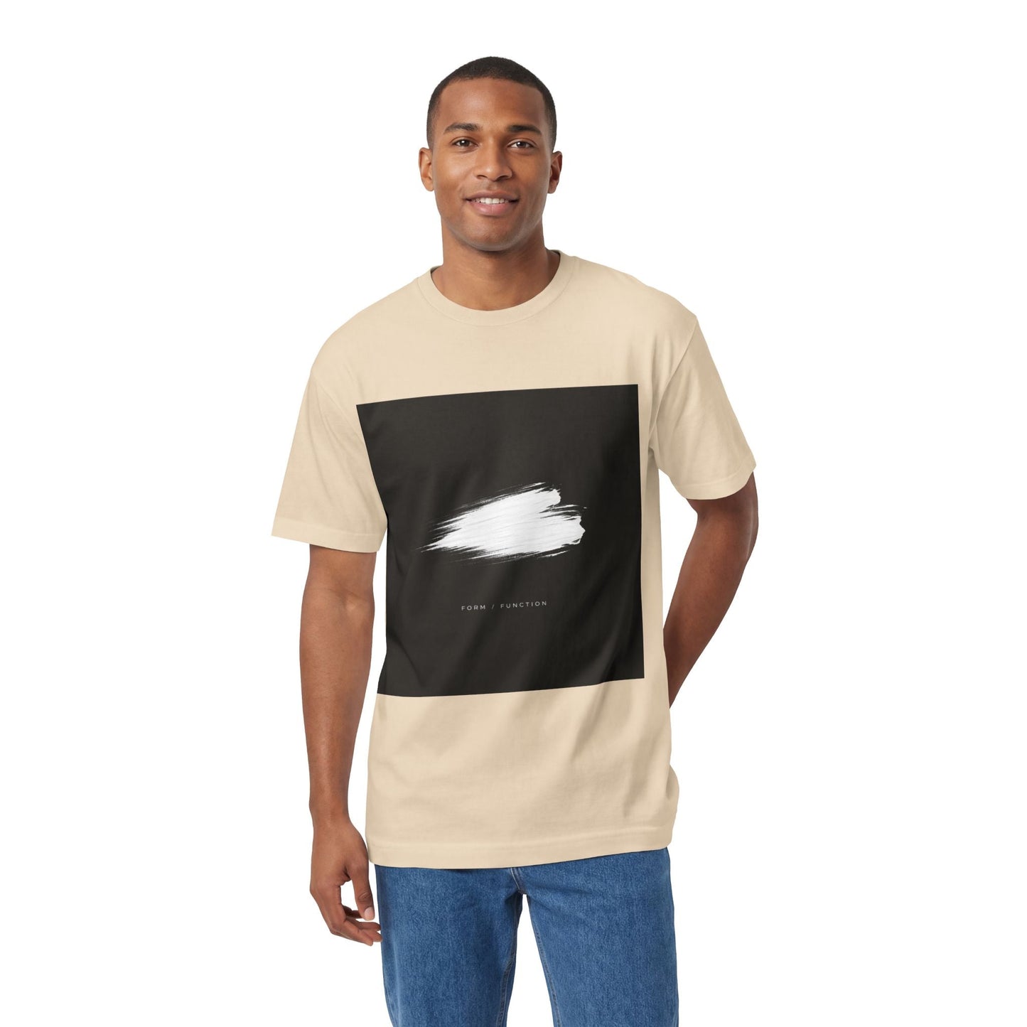 Abstract Brushstroke Tee — Minimal Black Square Design Printify