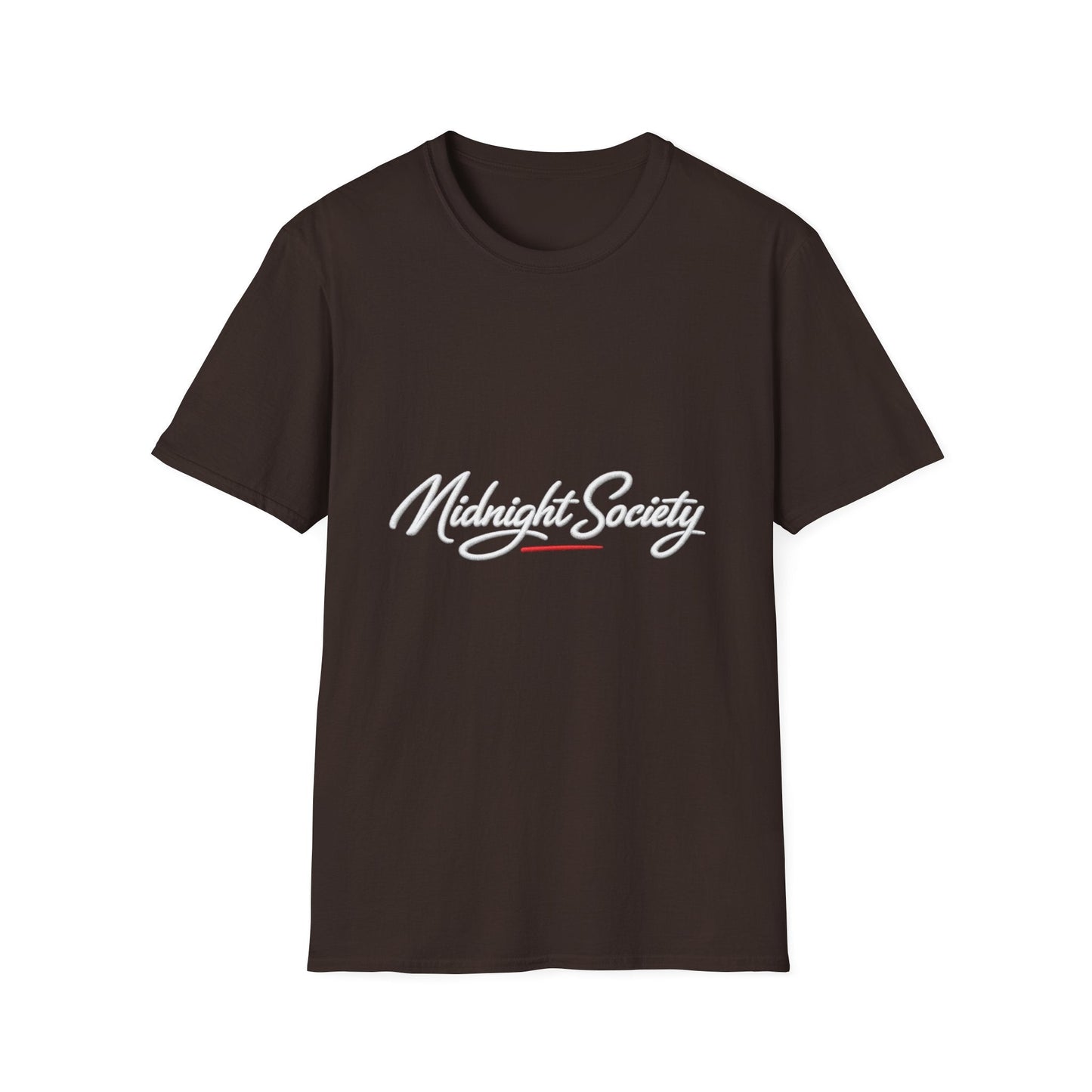 Midnight Society T-Shirt — Script Logo Tee for Nightlife & Streetwear Printify