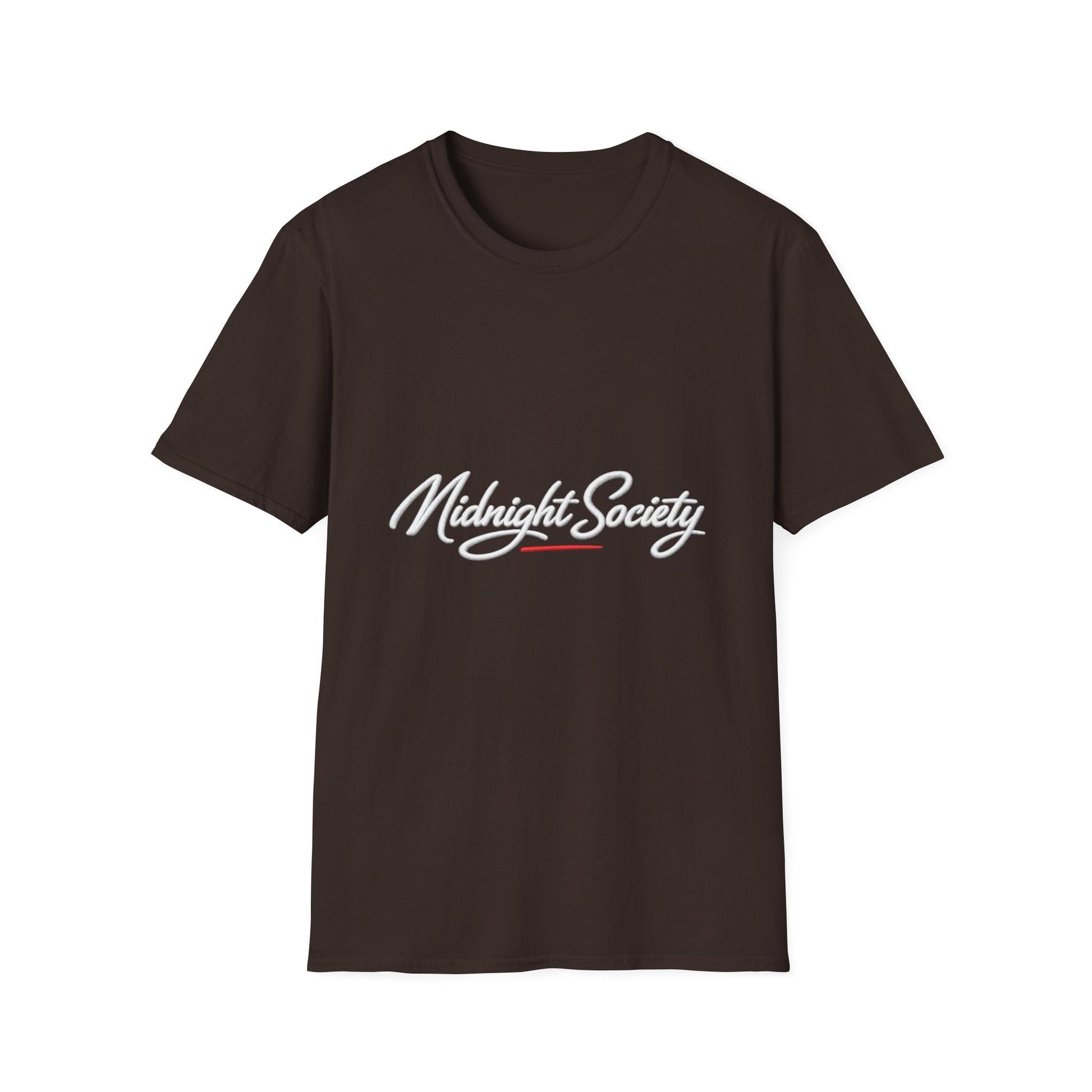 Midnight Society T-Shirt — Script Logo Tee for Nightlife & Streetwear Printify