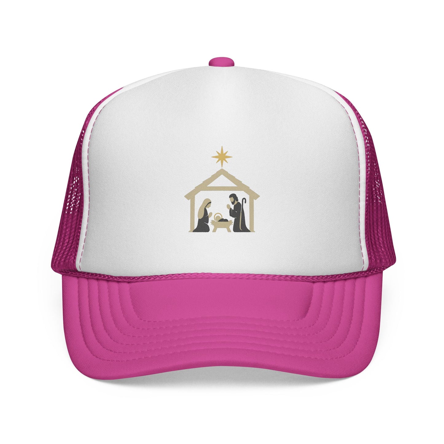 Nativity Trucker Cap — Christmas Manger Hat with Holy Family Design Printify