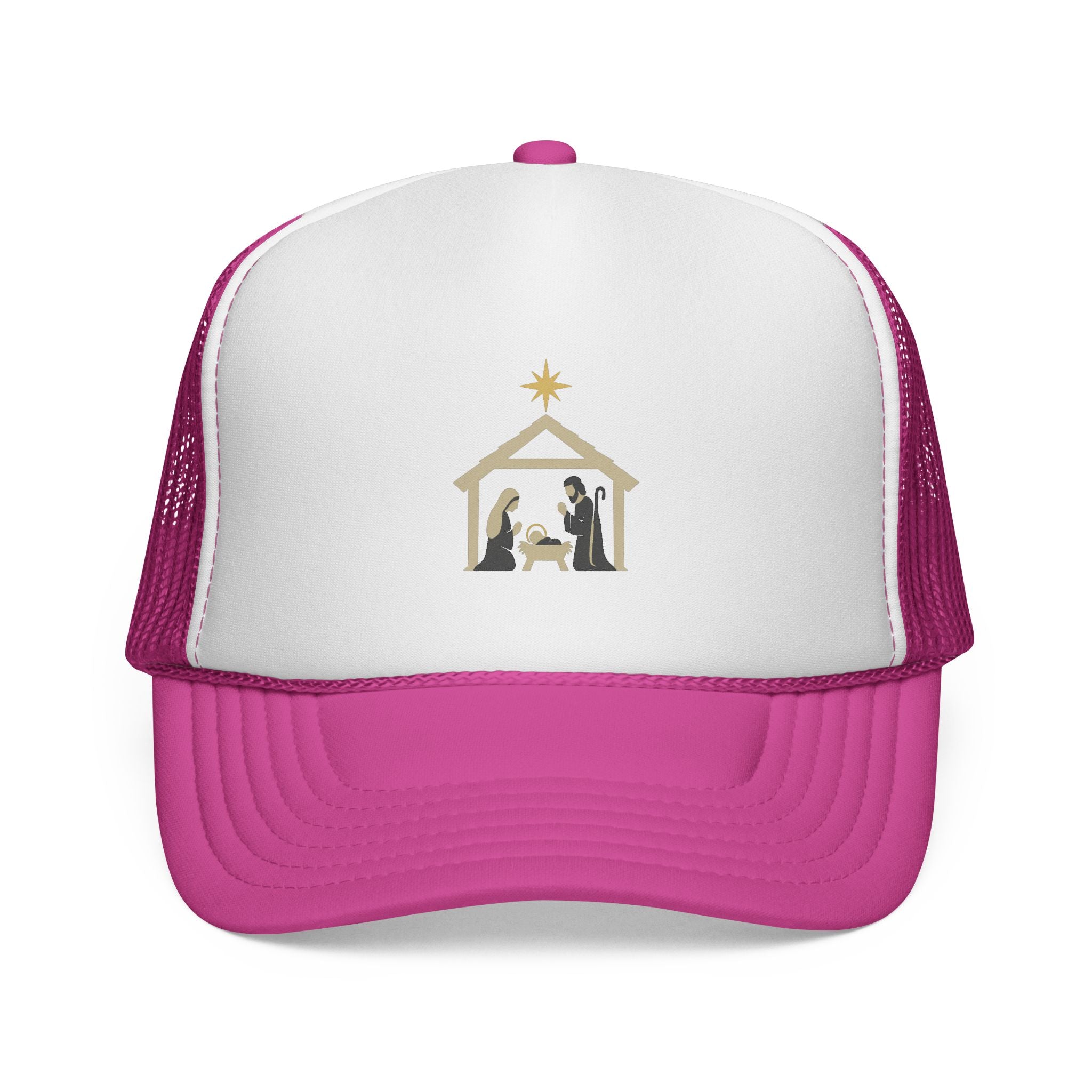 Nativity Trucker Cap — Christmas Manger Hat with Holy Family Design