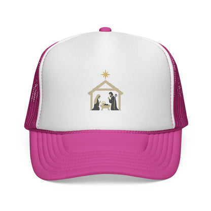 Nativity Trucker Cap — Christmas Manger Hat with Holy Family Design Printify