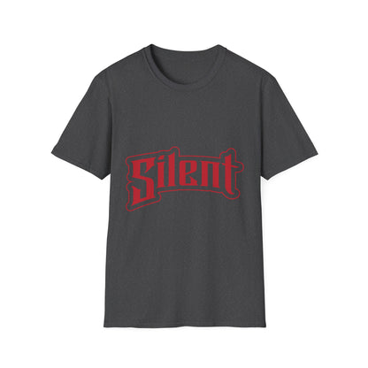 Silent Graphic T-Shirt — Retro Gothic Red Logo Tee